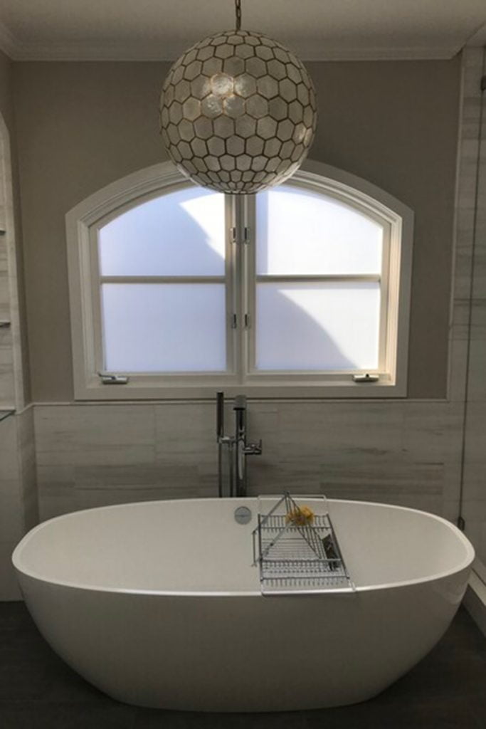 bathroom with frosted window